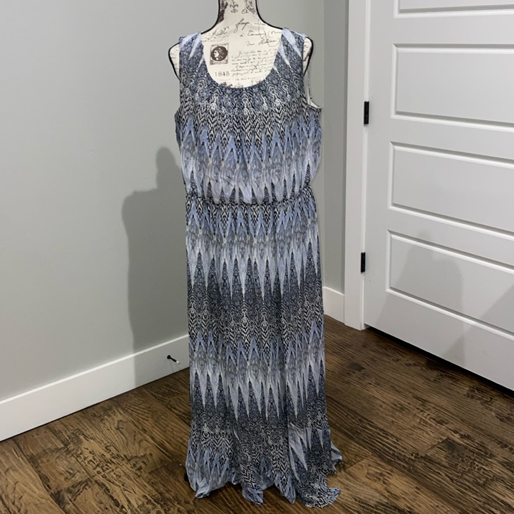 ALYX plus size 0X maxi blue pattern stretch dress
